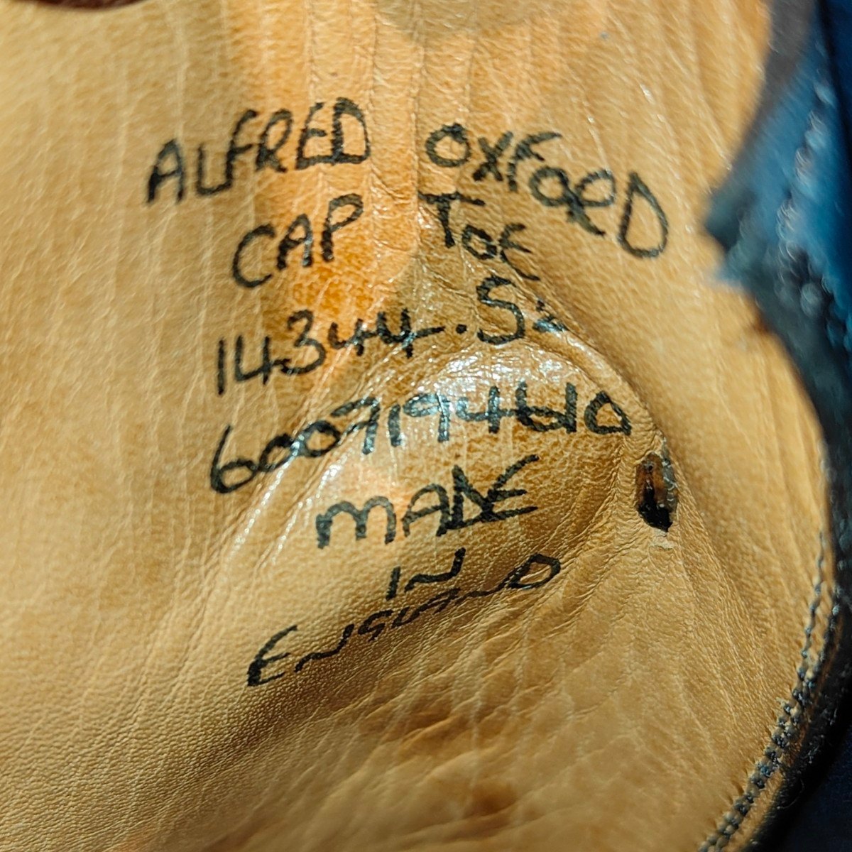 希少 使用数回【GAZIANO&GIRLING】ガジアーノ&ガーリング製 ダンヒル 14344 ストレートチップ カーフ ネイビー サイズ UK5.5