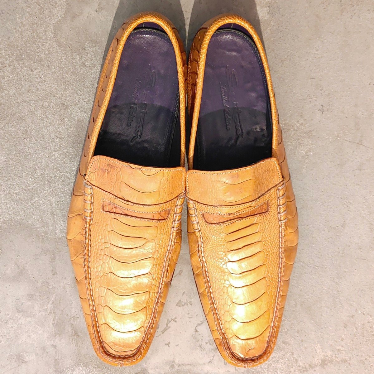希少 使用数回【Santoni】サントーニ 伊勢丹メンズ別注 ローファー リミテッドエディション オーストレッグレザー ベージュサイズUK6