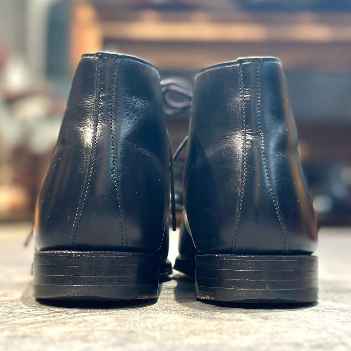 極美品【CROCKETT&JONES】クロケット&ジョーンズ チャートシー チャッカブーツ カーフ ブラック サイズUK7E 224ラスト