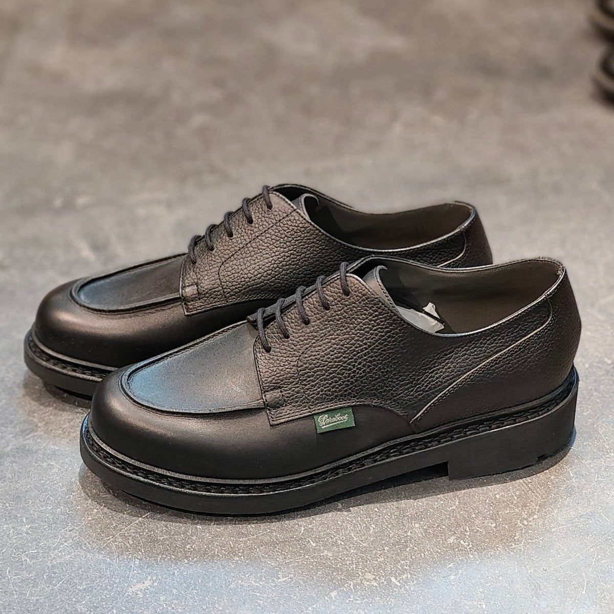 希少 新品未使用【Paraboot】パラブーツ ジョセフ別注 シャンボード Uチップ リスレザーグレインレザーコンビ ブラック サイズ UK7 参考定価¥121,000-