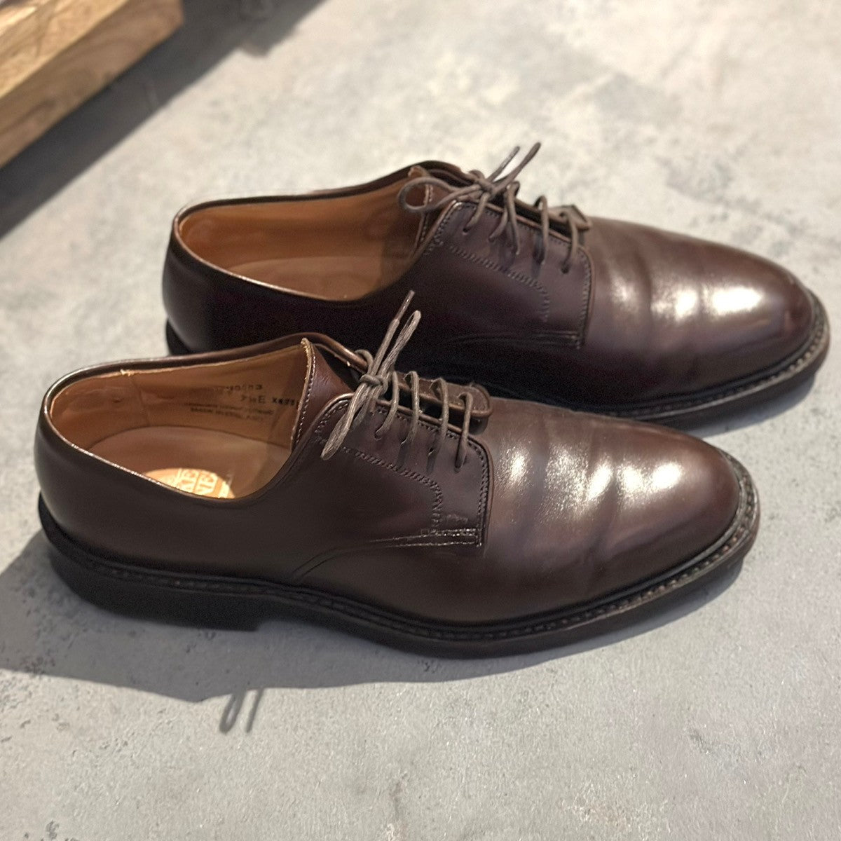 【CROCKETT&JONES】クロケット&ジョーンズ セッジムーア 外羽根 プレーントゥ カーフ ブラウン サイズ7.5E 378ラスト