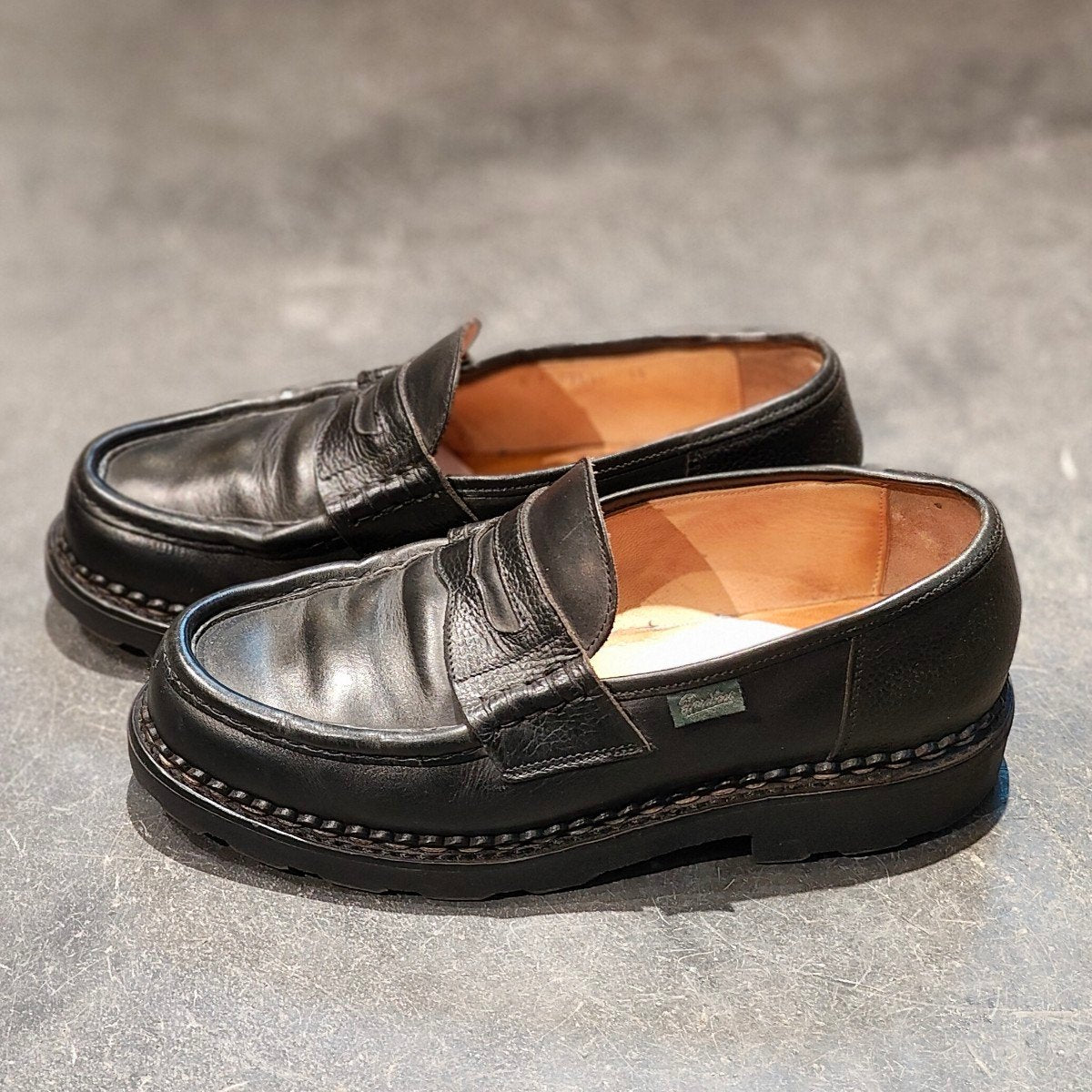 【Paraboot】パラブーツ SHIPS別注 ランス コインローファー カーフグレインレザーコンビ ブラック サイズ UK6F