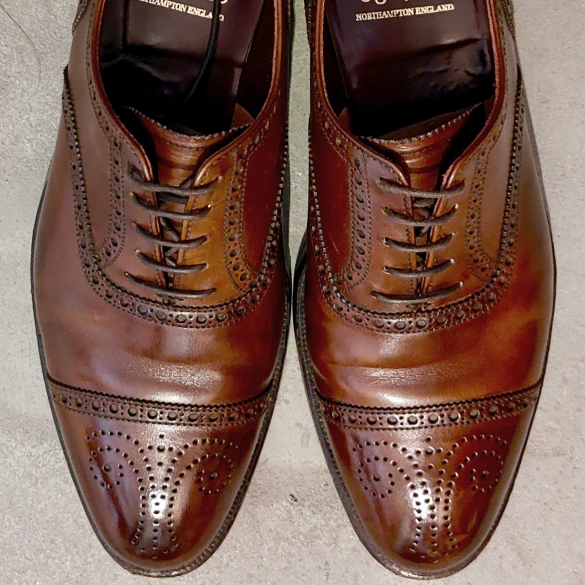 美品【CROCKETT&JONES】クロケット&ジョーンズ コベントリー セミブローグ バーニッシュカーフ ブラウン サイズUk6E 341ラスト