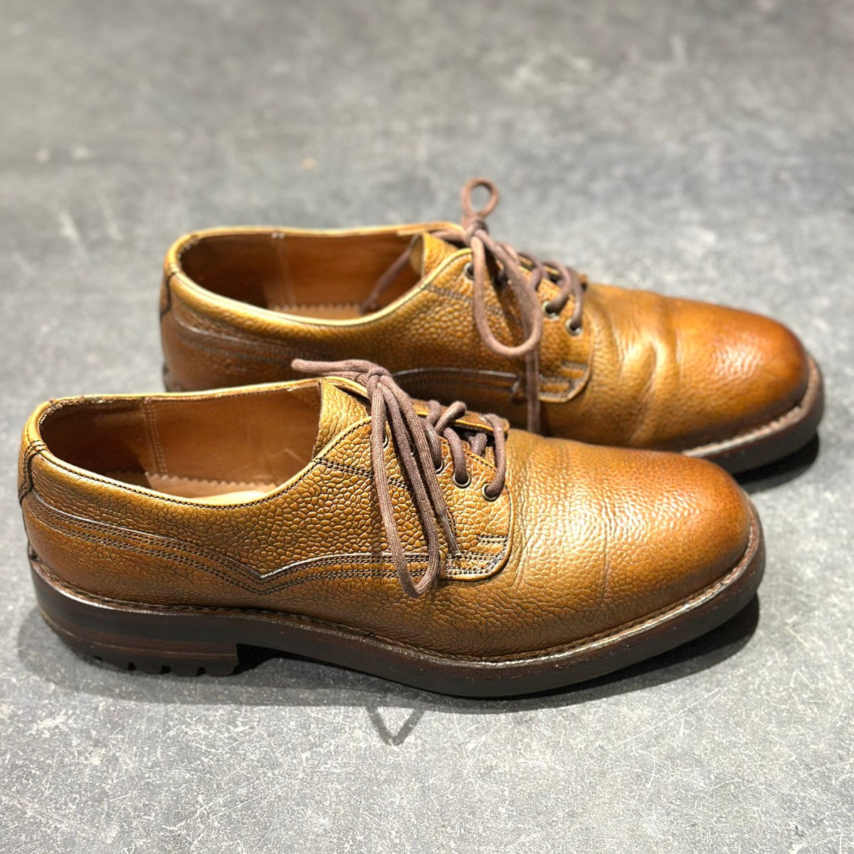 美品【JOSEPH CHEANEY】ジョセフチーニー ストアシー プレーントゥ グレインレザー ブラウン サイズUK6.5