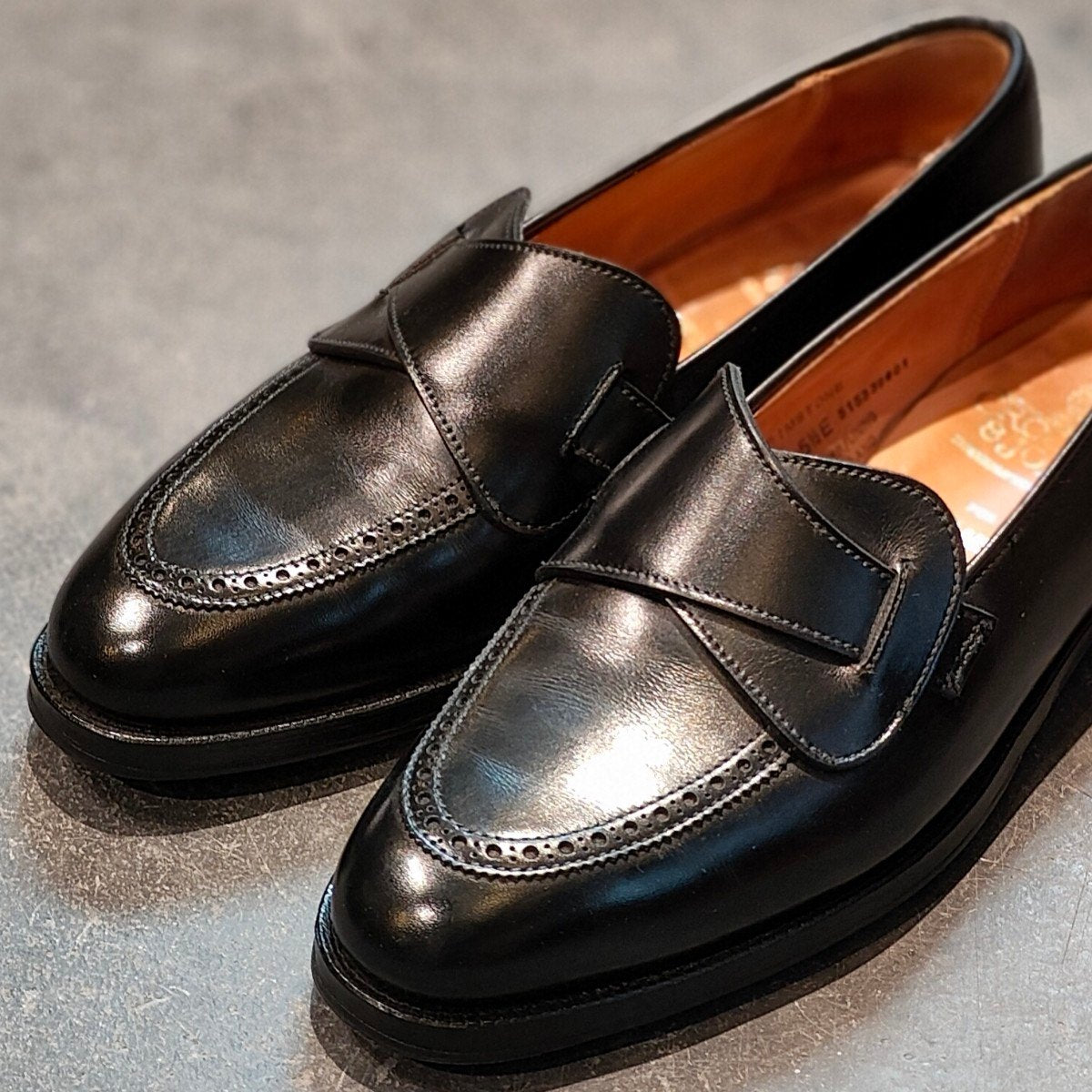 試着程度【CROCKETT&JONES】クロケット&ジョーンズ BEAMSF別注 ブリムストーン バタフライローファー カーフ ブラック サイズUK5.5E 302ラスト 参考定価¥137,500-