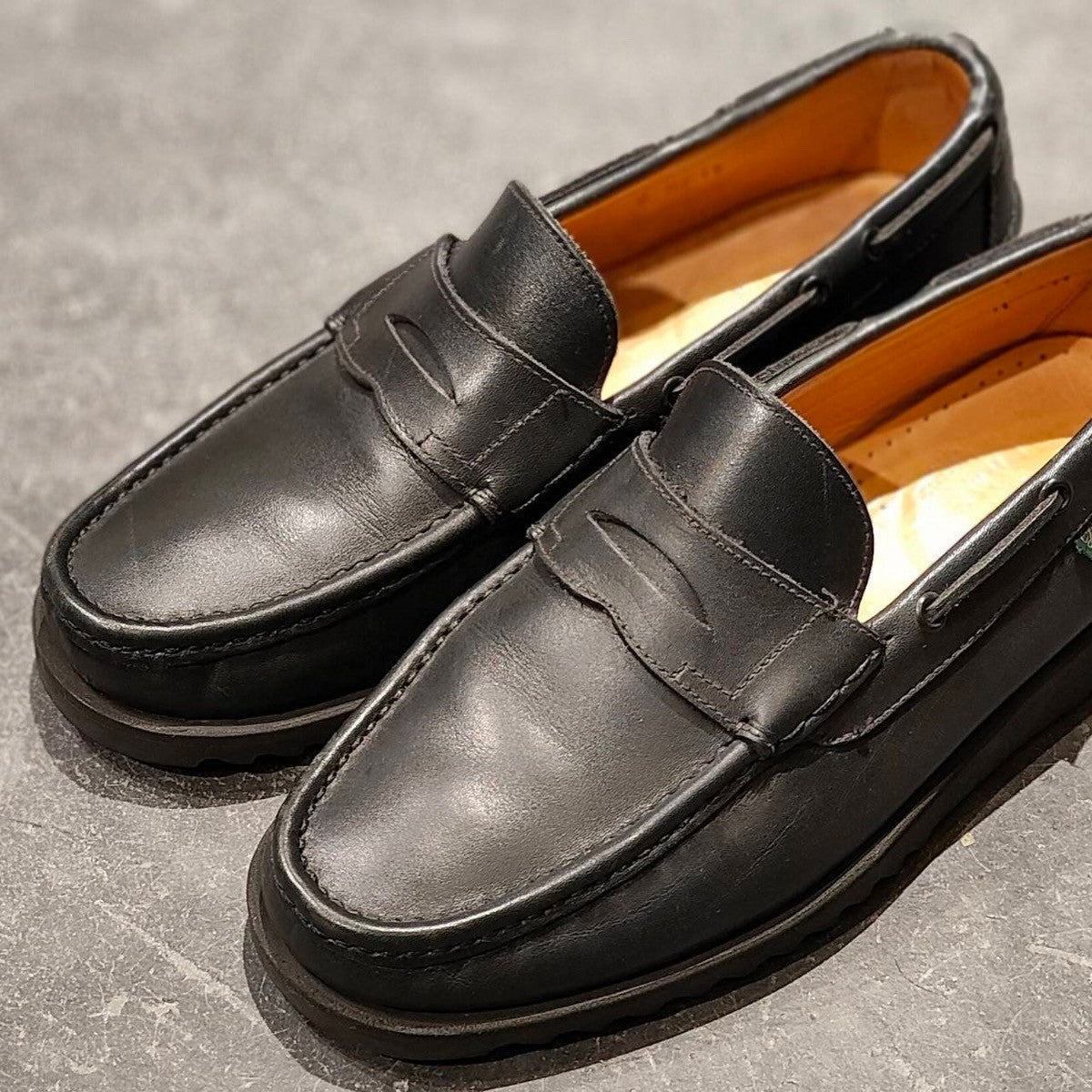 希少【PARABOOT】パラブーツ 0514 コインローファー ビームス別注 カーフ ネイビー サイズUK7