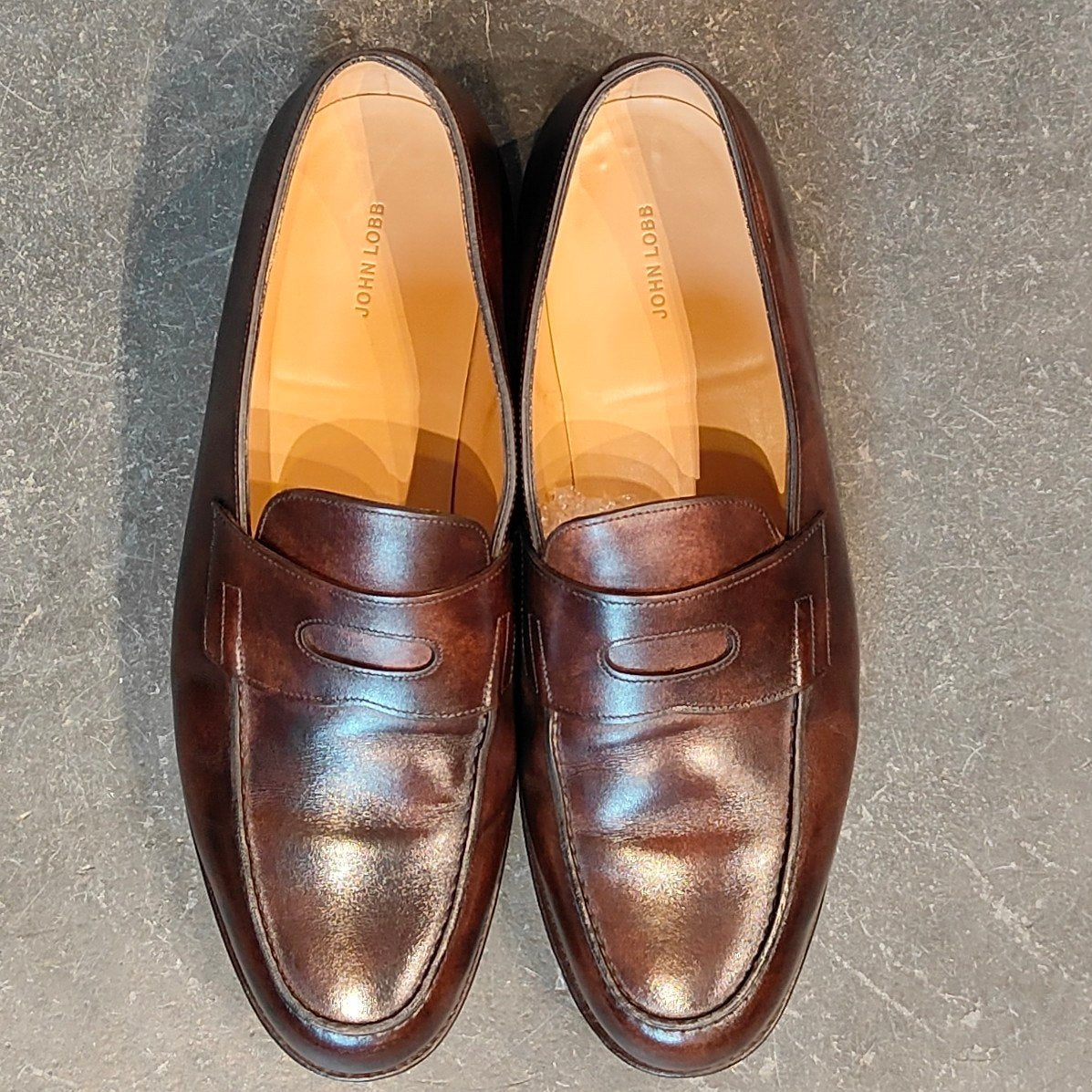 使用数回 【JOHN LOBB】ジョンロブ ロペス ローファー ミュージアムカーフ ダークブラウン サイズ UK9E 4395ラスト 参考定価¥269,500-