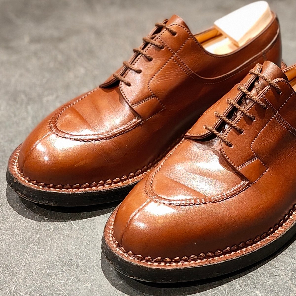 極美品-【J.M.WESTON】ジェイエムウエストン 677 ハントダービー Uチップ ロシアンカーフ タンブラウン サイズ UK6.5D 32ラスト 参考定価¥473,000-