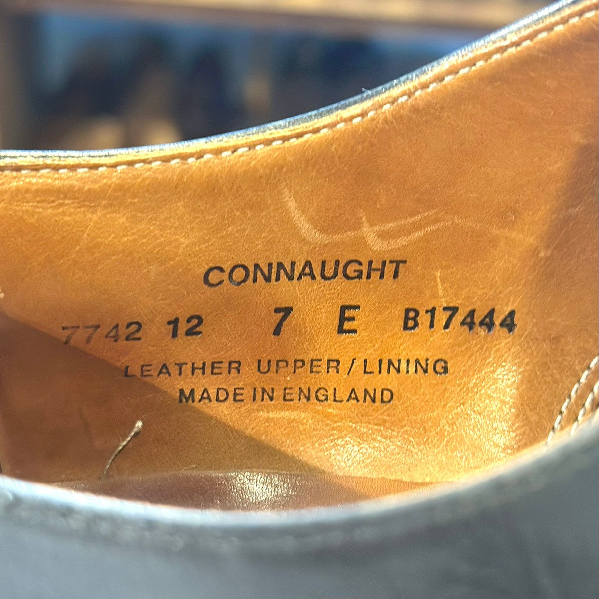 極美品【CROCKETT&JONES】クロケット&ジョーンズ コノート ストレートチップ カーフ ブラック UK7E 236ラスト