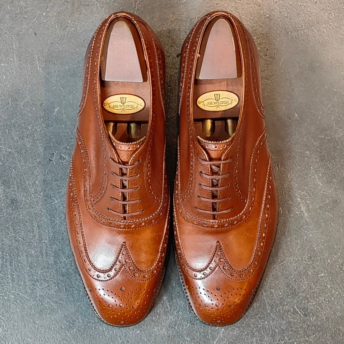 希少 【J.M.WESTON】ジェイエムウエストン 376 旧旧旧ロゴ フルブローグ  カーフ ブラウン サイズ UK7E 11ラスト