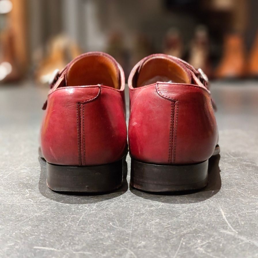 【CROCKETT&JONES】クロケット&ジョーンズ レプトン ダブルモンクストラップ バーガンディ カーフ サイズUK8E 337ラスト 参考定価¥159,500-