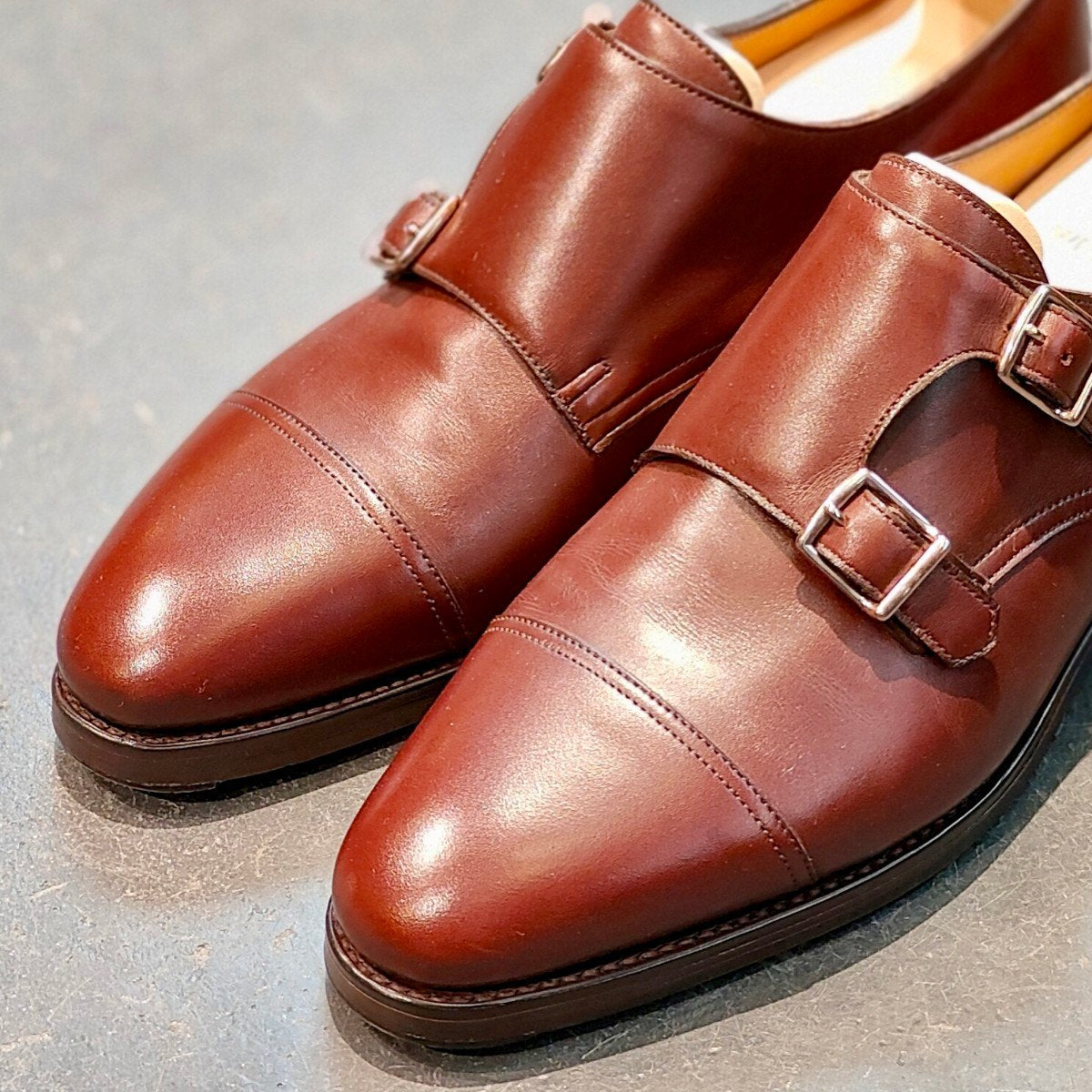 使用数回 【JOHNLOBB】ジョンロブ ウィリアム ダブルモンク カーフ ダークオーク サイズ UK6.5E 9795ラスト 参考定価¥251,900-