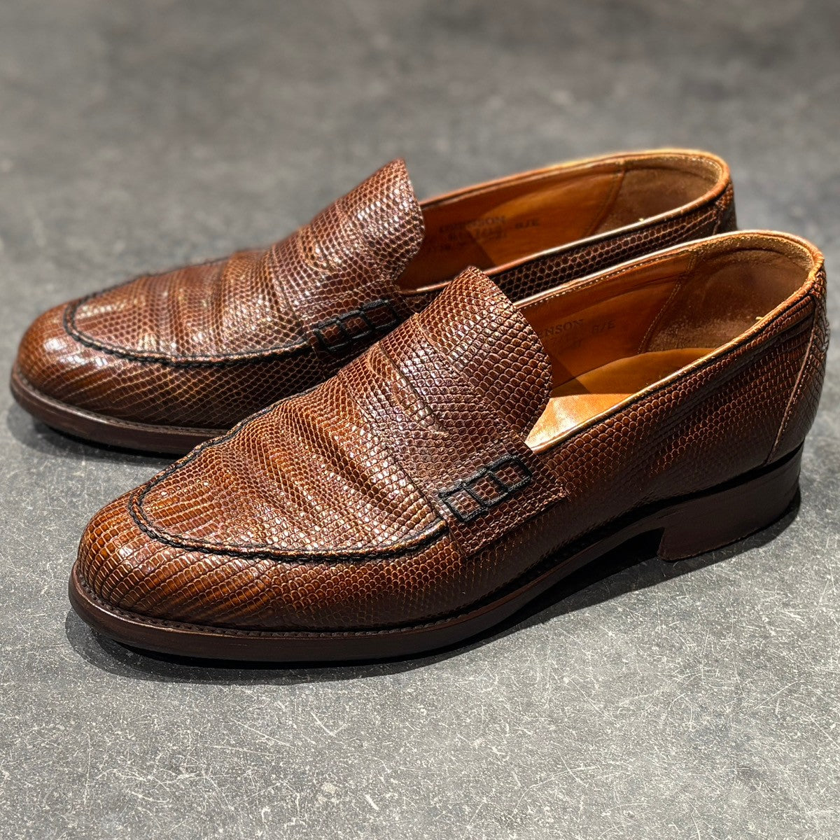 【GRENSON】グレンソン コインローファー 6147/12 70~80年代 リザード ブラウン サイズ UK8.5E
