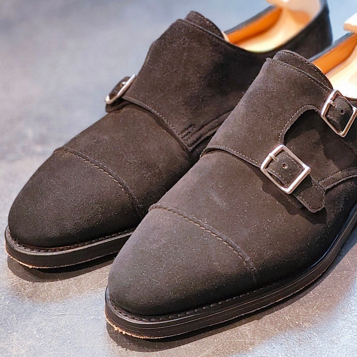 使用数回 【JOHN LOBB】ジョンロブ ウィリアム ダブルモンク スエード サイズ UK5.5E 9795ラスト 定価¥237,600-