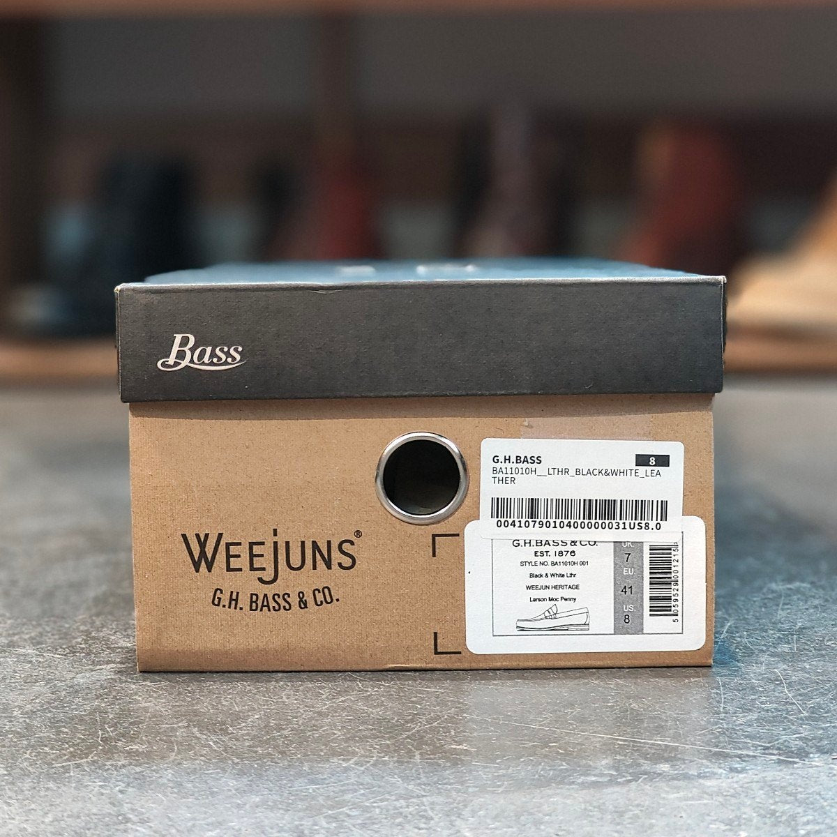 新品未使用 【G.H.Bass&Co. 】 ジーエイチバス 11010H ラーソン ローファー カーフ ブラック×ホワイト サイズ US8 定価¥33,000-