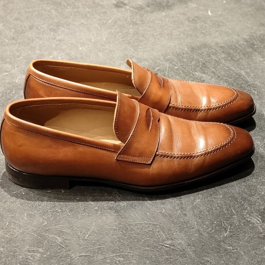 極美品【STEFANO BRANCHINI】ステファノ ブランキーニ ローファー アンティーク加工 ブラウン系 サイズUK6.5