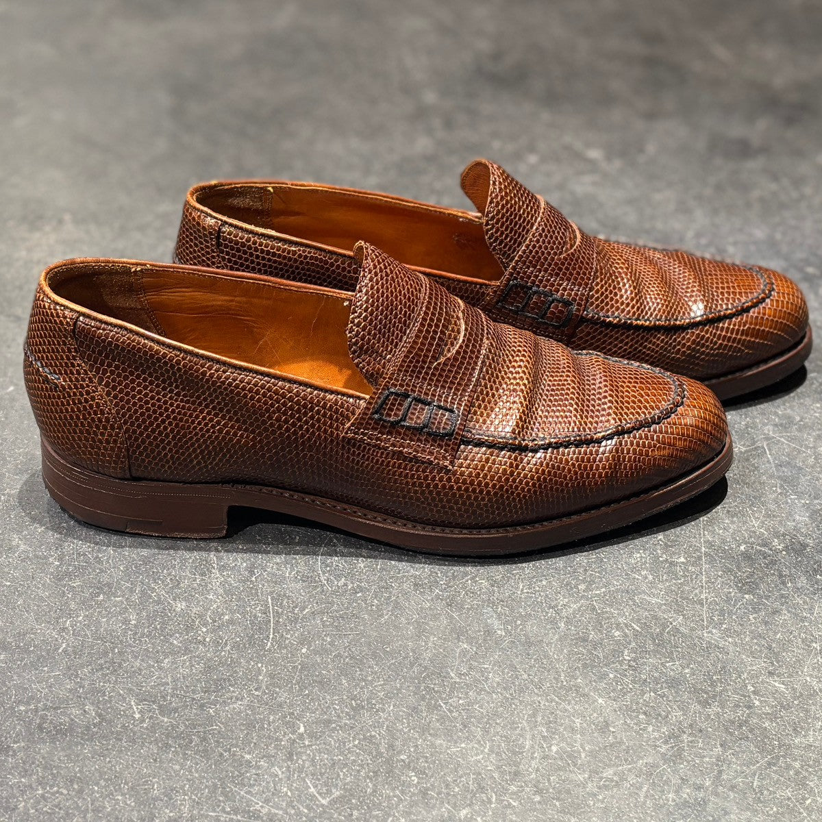 【GRENSON】グレンソン コインローファー 6147/12 70~80年代 リザード ブラウン サイズ UK8.5E