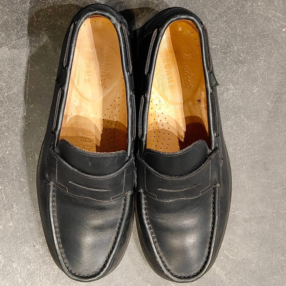 希少【PARABOOT】パラブーツ 0514 コインローファー ビームス別注 カーフ ネイビー サイズUK7