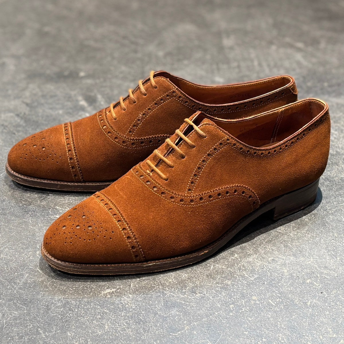 【JOHN LOBB】ジョンロブ スエードシューズ セイモア パンチドキャップトゥ スエード ブラウン サイズUK6.5E 236ラスト