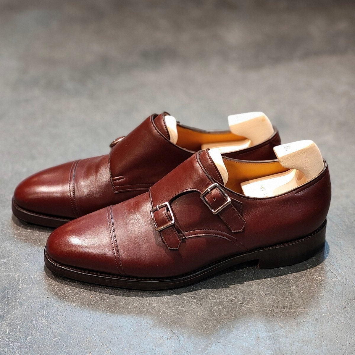 使用数回 【JOHNLOBB】ジョンロブ ウィリアム ダブルモンク カーフ ダークオーク サイズ UK6.5E 9795ラスト 参考定価¥251,900-