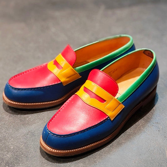 希少 美品【J.M.WESTON】ジェイエムウエストンジェイエムウエストン×カステルバジャック シグニチャーローファー 180 ウエストンヴィンテージ ローファー カーフ マルチカラー サイズ UK6D 82ラスト