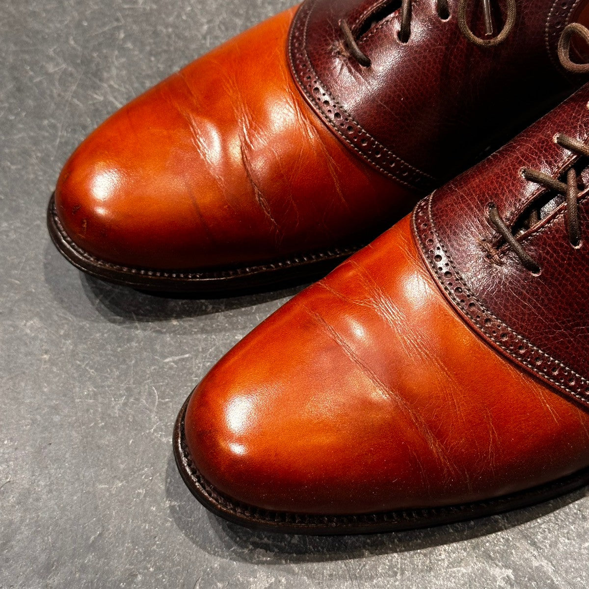 【Paul Stuart】ポールスチュアート  エドワードグリーン製 コンビ シボレザー×カーフ ブラウン サイズ9.5