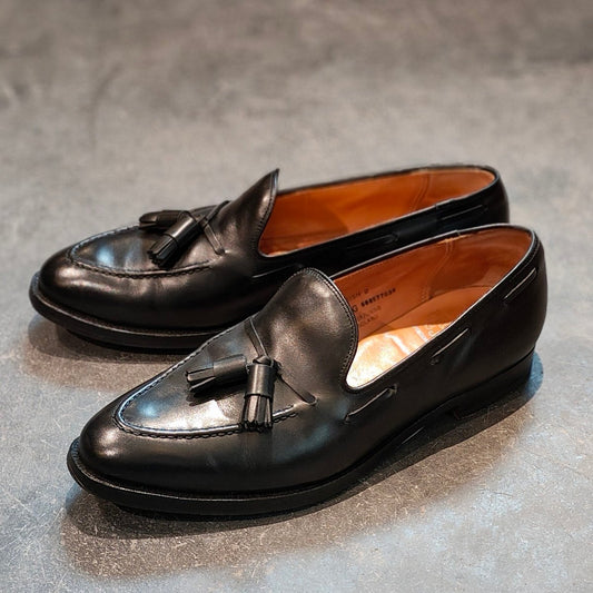 美品【CROCKETT&JONES】クロケット&ジョーンズ キャベンディッシュ2 タッセルローファー カーフ ブラック サイズUK7G 337ラスト