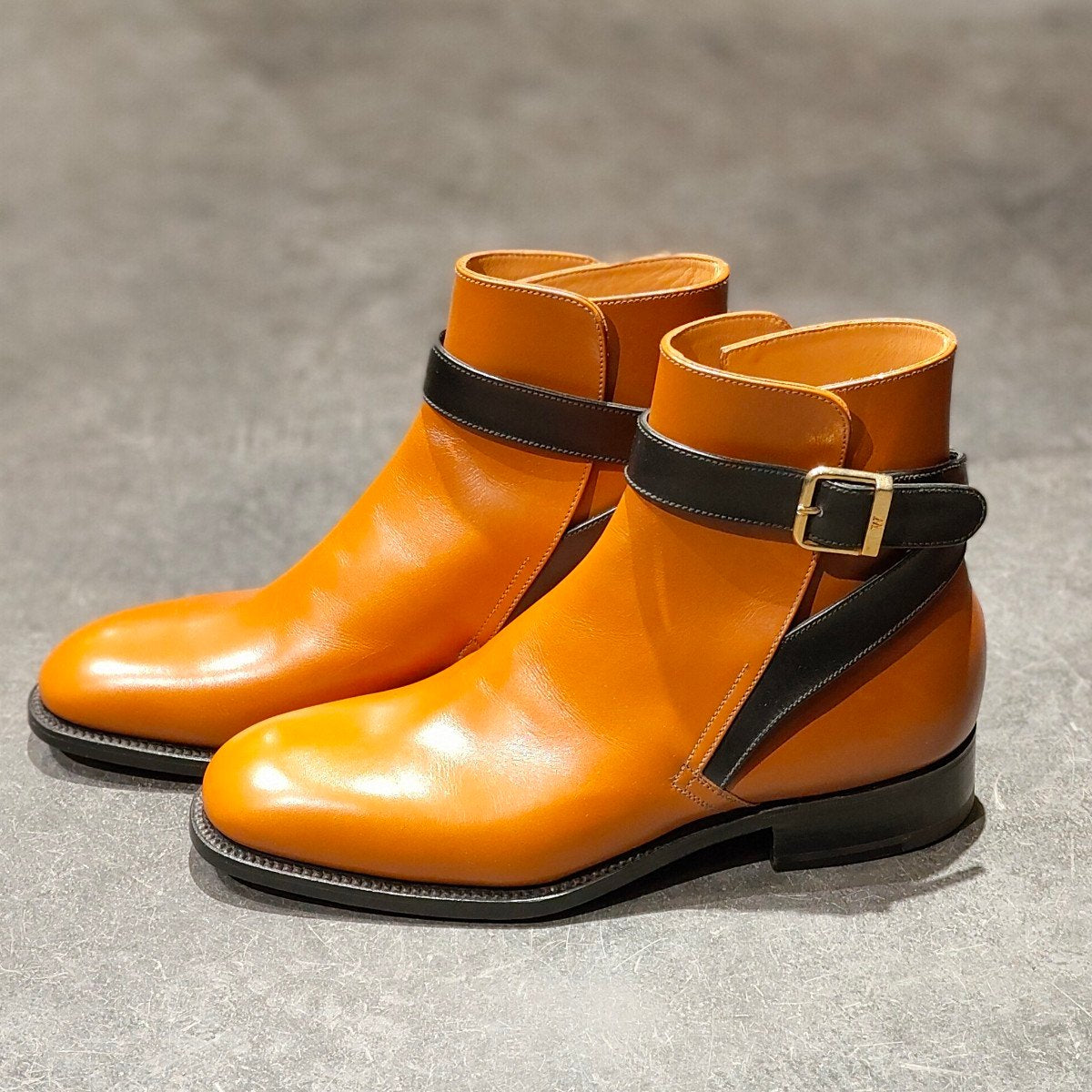 試着程度【J.M.WESTON】ジェイエムウエストン トゥモローランド別注 722 ジョッパーブーツ Uチップ カーフ タンブラウン ブラック コンビ サイズ UK6D 44ラスト