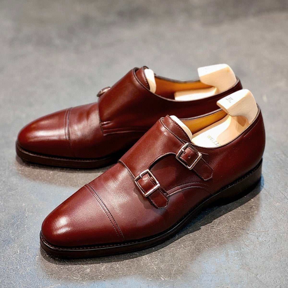 使用数回 【JOHNLOBB】ジョンロブ ウィリアム ダブルモンク カーフ ダークオーク サイズ UK6.5E 9795ラスト 参考定価¥251,900-