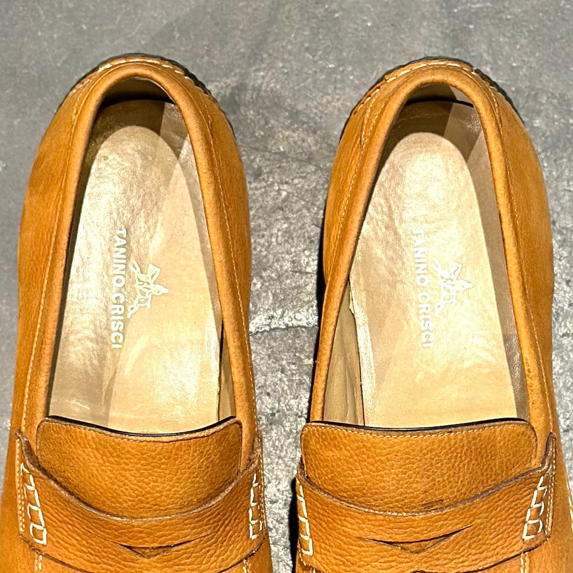 美品【TANINO CRISCI】タニノクリスチー ドライビング C 131101 鹿革 ライトブラウン サイズUK9
