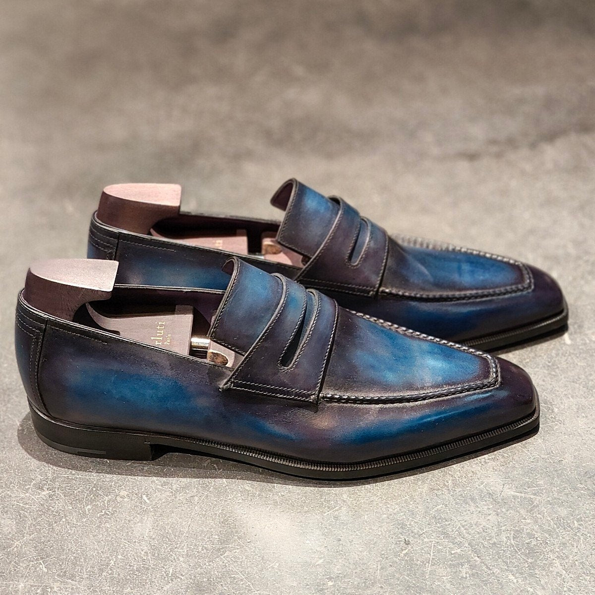 新品未使用 【BERLUTI】ベルルッティ アンディ ローファー カーフ パティーヌ ブルー サイズ UK9