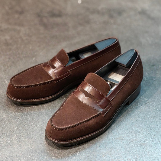 希少 【J.M.WESTON】ジェイエムウエストン 180 シグネチャーローファー バイカラー スエード ブラウン 6A 41ラスト 定価¥151,800-