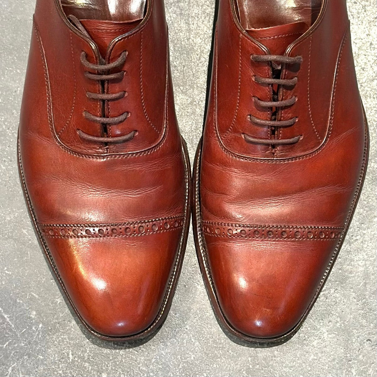 極美品【CROCKETT&JONES】クロケット&ジョーンズ ベルグレイプ パンチドキャップトゥ カーフ ブラウン サイズUK6D 337ラスト