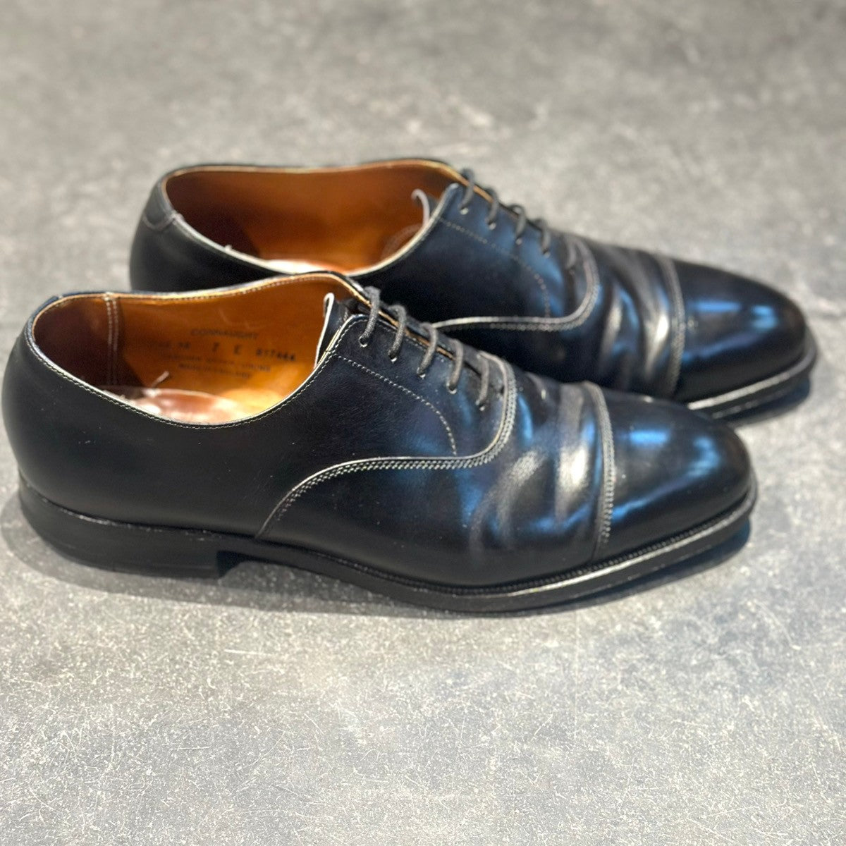 極美品【CROCKETT&JONES】クロケット&ジョーンズ コノート ストレートチップ カーフ ブラック UK7E 236ラスト
