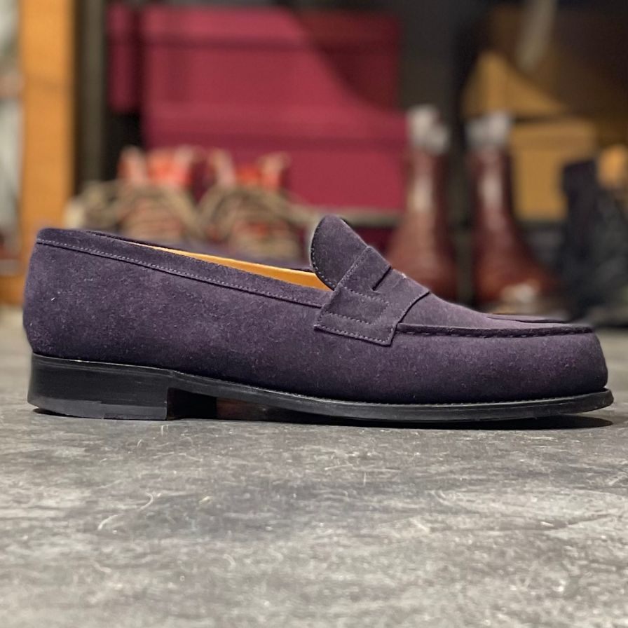 極美品【J.M.WESTON】ジェイエムウエストン 180 シグニチャーローファー スエード ネイビー サイズ UK7C 41ラスト 参考定価¥151,800-
