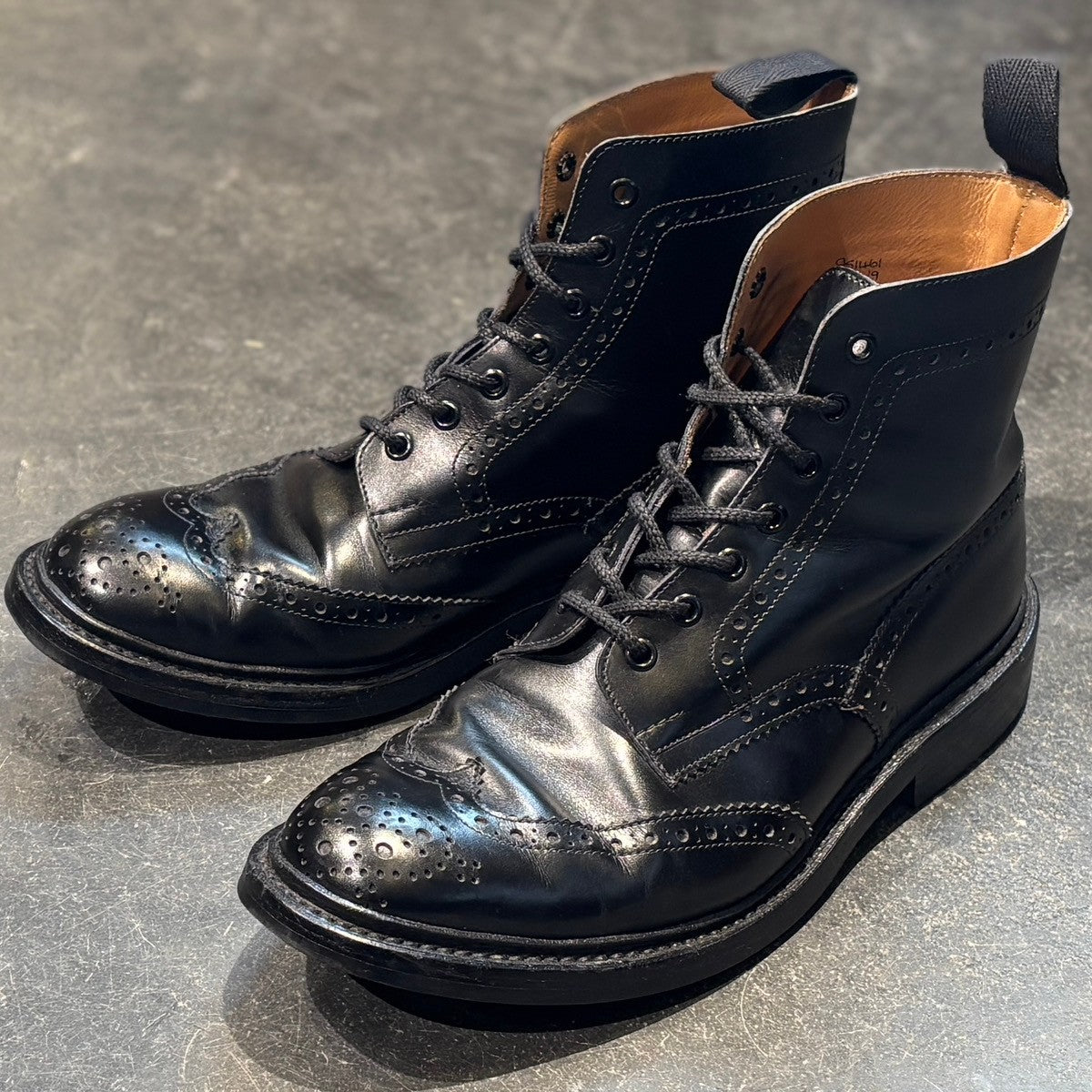 【Tricker’s】トリッカーズ ストウ S63419 カントリーブーツ カーフ ブラック サイズ UK9.5