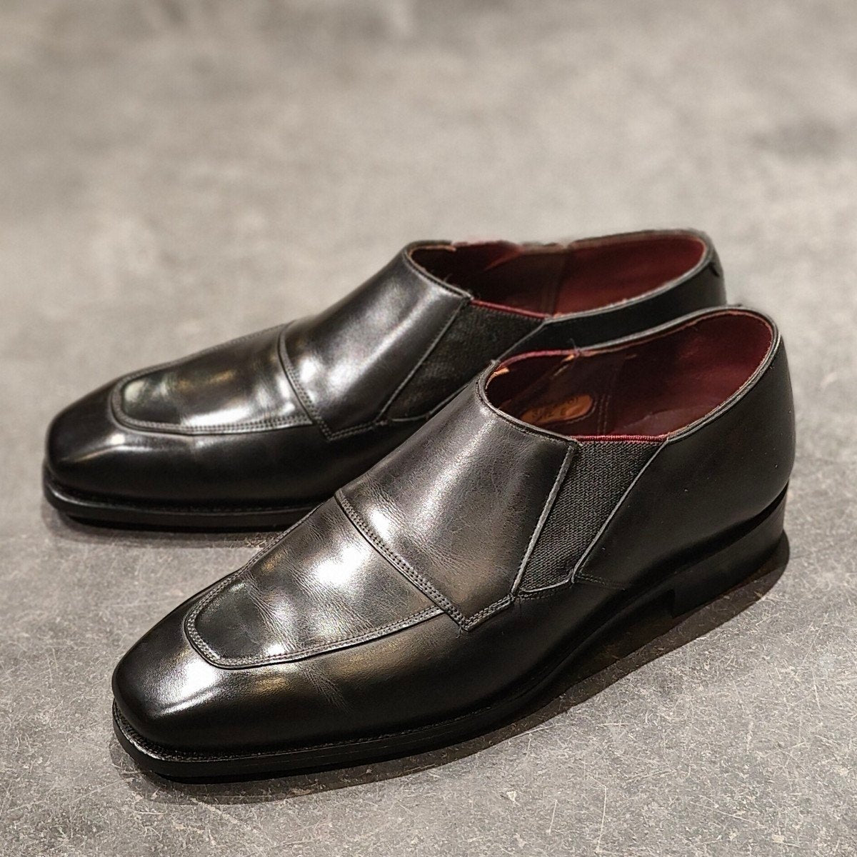 極美品 【HENRY MAXWELL】ヘンリーマックスウェル サイドエラスティック カーフ ブラック サイズ UK5.5E