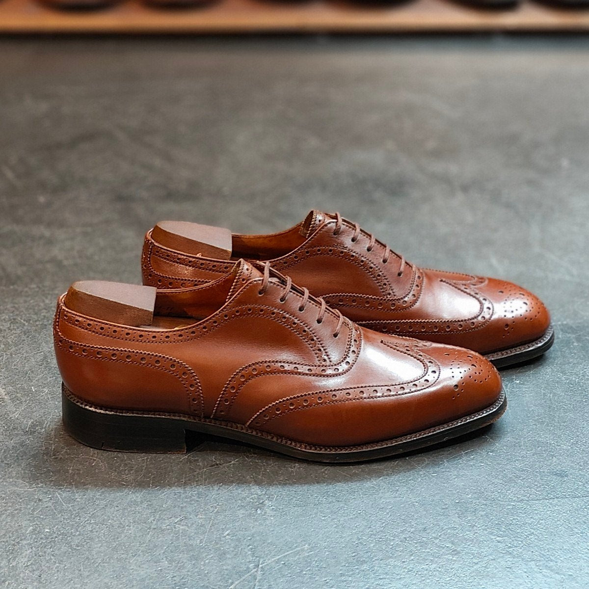 希少 【J.M.WESTON】ジェイエムウエストン 376 旧旧旧ロゴ フルブローグ  カーフ ブラウン サイズ UK7E 11ラスト