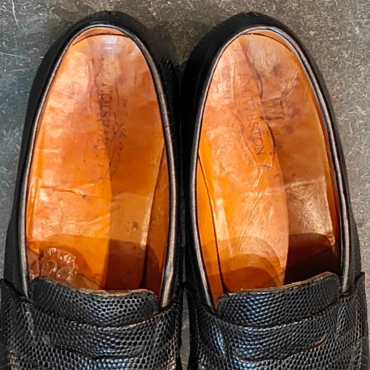 希少 【J.M.WESTON 】ジェイエムウエストン180 シグニチャーローファー リザード 旧旧旧ロゴ ブラック サイズUK5C 41ラスト 参考定価¥363,000-