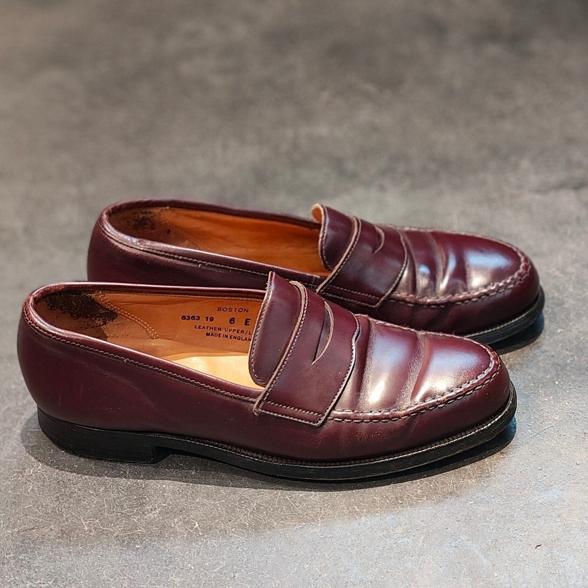 【Crockett&Jones】クロケット&ジョーンズ ボストン ローファー カーフ バーガンディ サイズUK6E 314ラスト