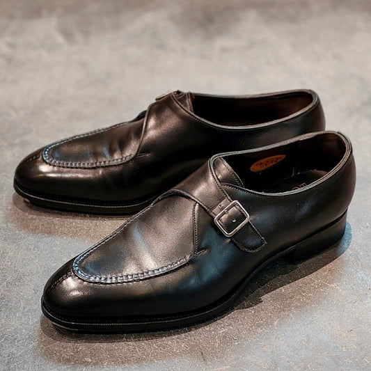 希少 美品 【EDWARD GREEN】エドワードグリーン クラップハム シングルモンク Uチップ カーフ ブラック サイズ UK7.5E 82ラスト