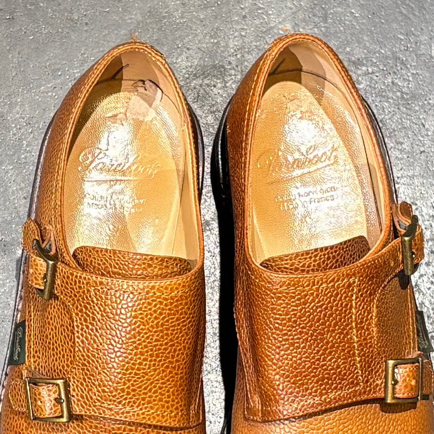 【Paraboot】パラブーツ レザーシューズ ウィリアム ダブルモンク グレインレザー ブラウン サイズ UK7.5