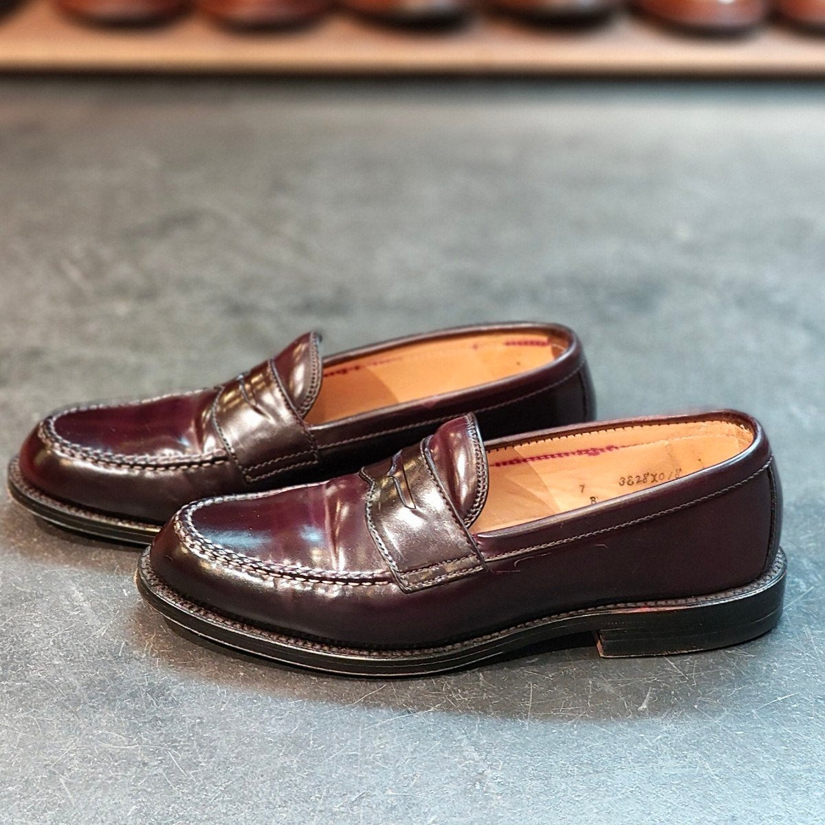 極美品【ALDEN】オールデン 99162 ペニーローファー コードバン ダークバーガンディ サイズ US7D バンラスト 定価¥215,600-