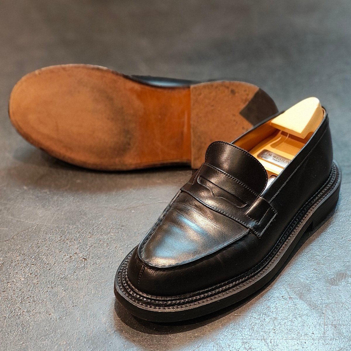 【J.M.WESTON】ジェイエムウエストン 385 トリプルソール ローファー ボックスカーフ ブラック サイズ UK6.5C 41ラスト 定価¥181,500-