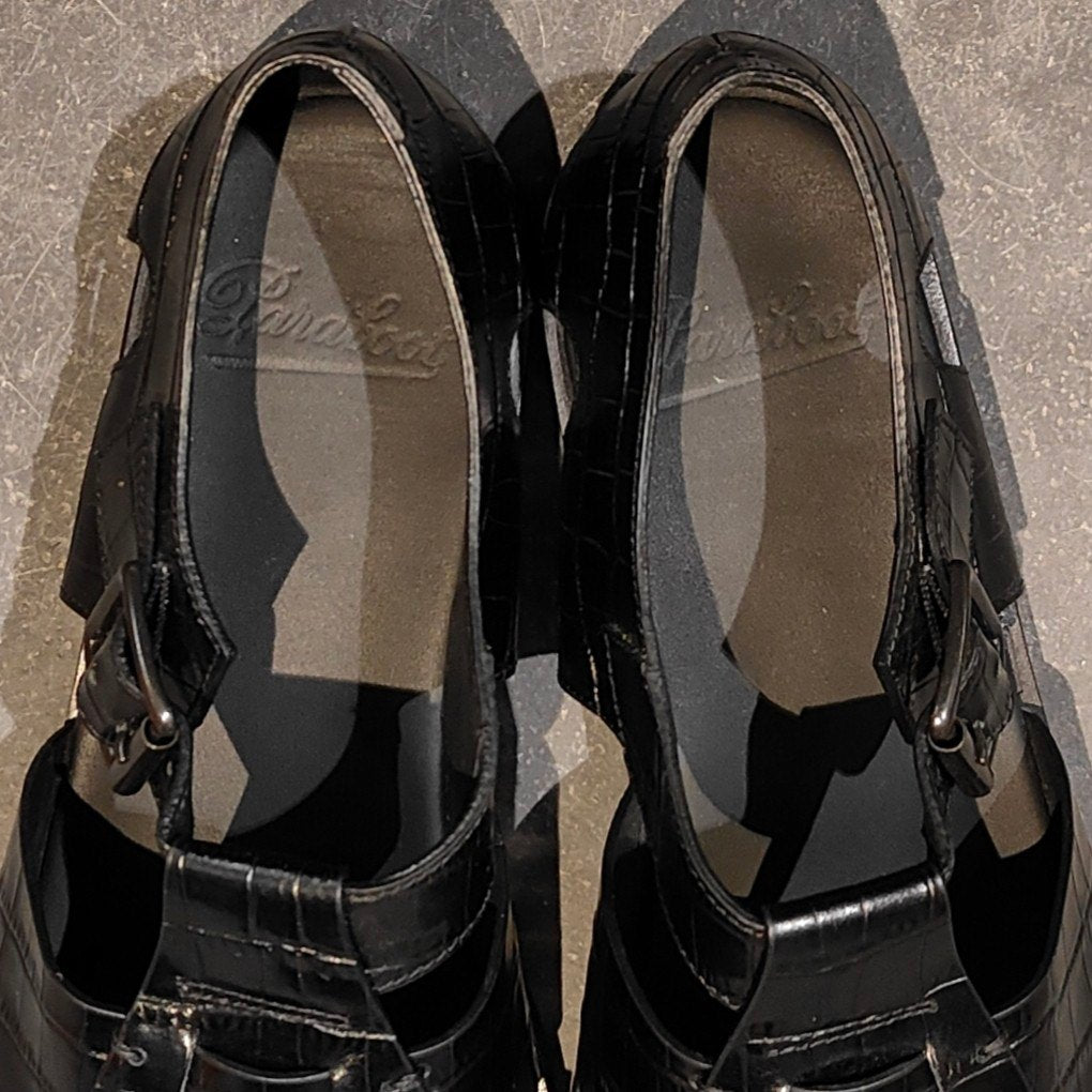 試着程度【Paraboot】パラブーツ パシフィック グルカサンダル  クロコ型押し ブラック サイズ42