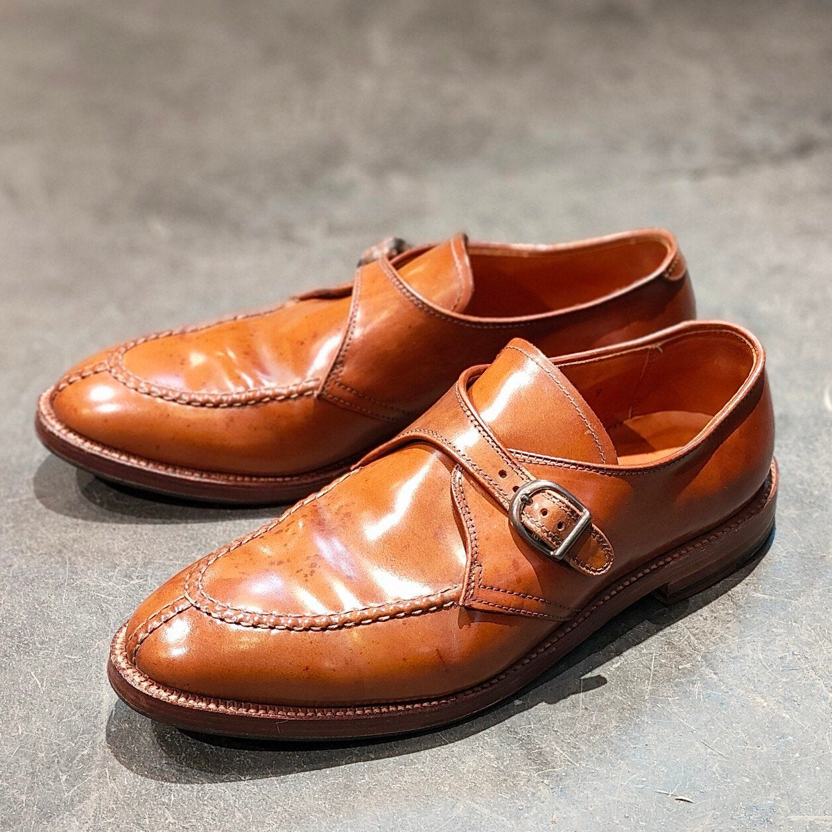 希少 【ALDEN】オールデン レザーソウル別注 1124 NST シングルモンク コードバン ウイスキー サイズUS9.5D アバディーンラスト
