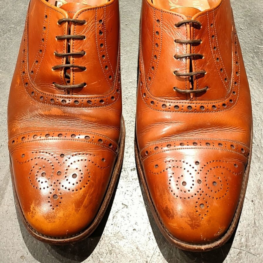 希少 【Tricker’s】トリッカーズ 筆記体ロゴ 81046 セミブローグ ブラウン サイズUK9