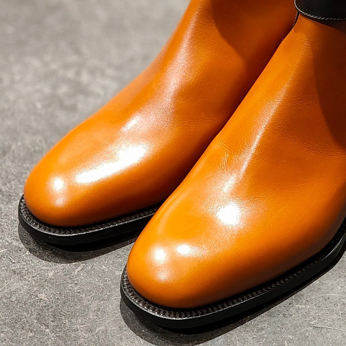 試着程度【J.M.WESTON】ジェイエムウエストン トゥモローランド別注 722 ジョッパーブーツ Uチップ カーフ タンブラウン ブラック コンビ サイズ UK6D 44ラスト
