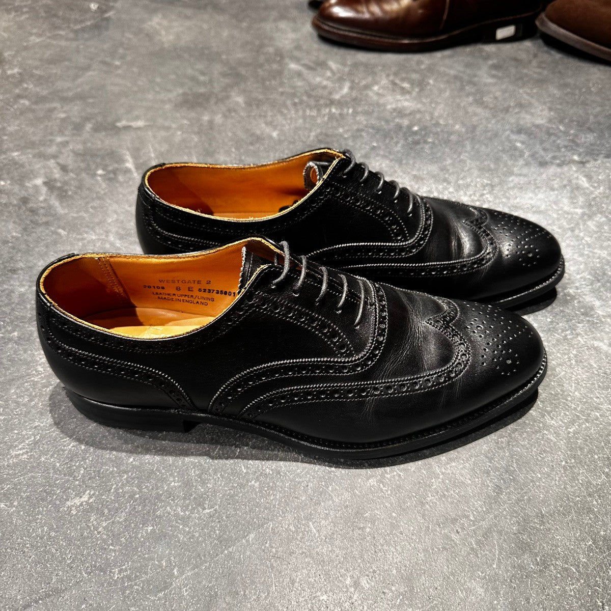 美品【Crockett&Jones】クロケット&ジョーンズ ウエストゲート2 ウイングチップ カーフ ブラック サイズ8E 379ラスト