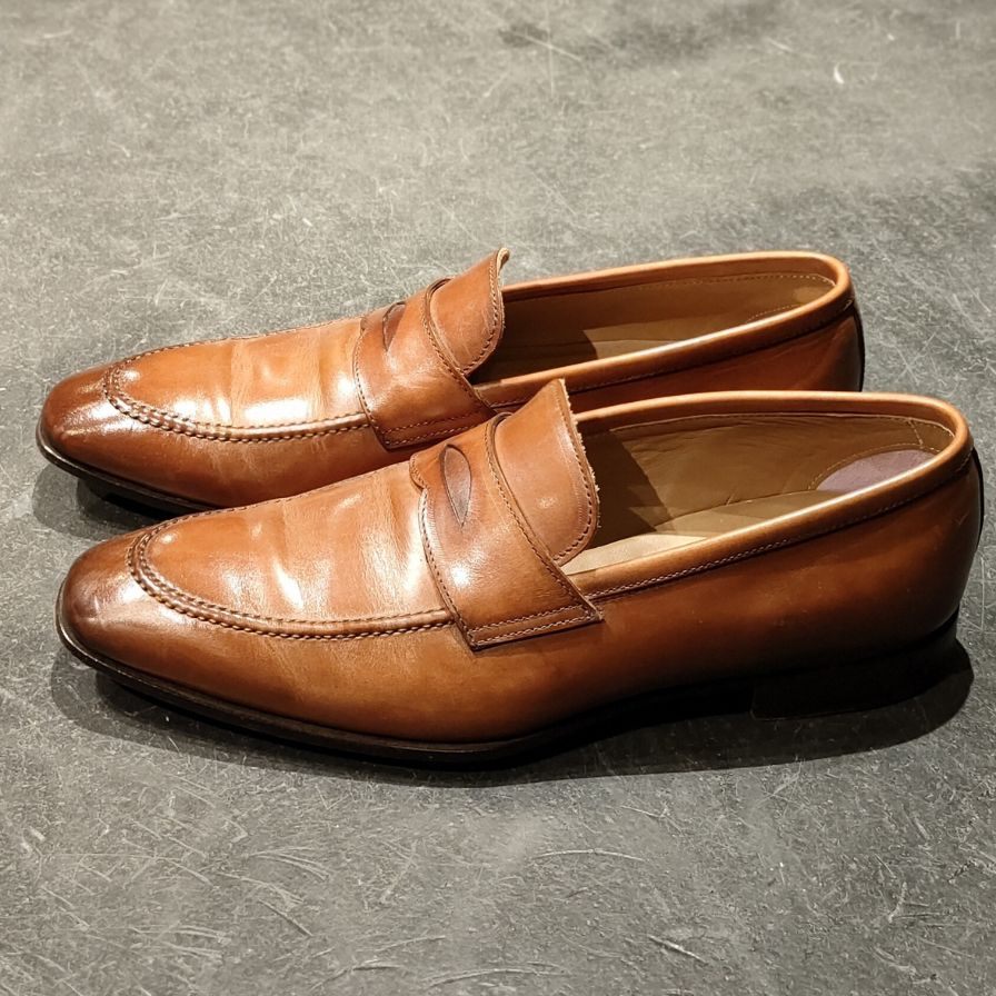 極美品【STEFANO BRANCHINI】ステファノ ブランキーニ ローファー アンティーク加工 ブラウン系 サイズUK6.5